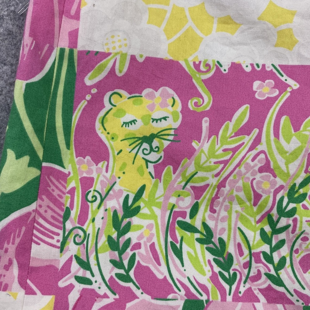 Lilly Pulitzer Skirt Womens 6 Pink Green Patchwork Floral Jungle Cat Print Lined - Picture 6 of 13